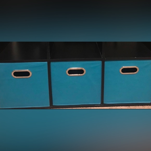HOUSEHOLD ESSENTIALS || Fabric Storage Cubes + Handle 11” in Teal (Set of 2) - Picture 5 of 5